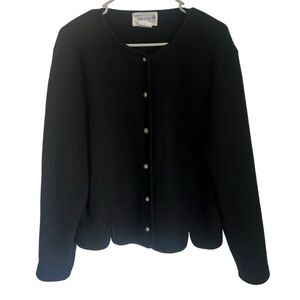 Deans of Scotland Black Wool Button Front Cardigan Women's Large